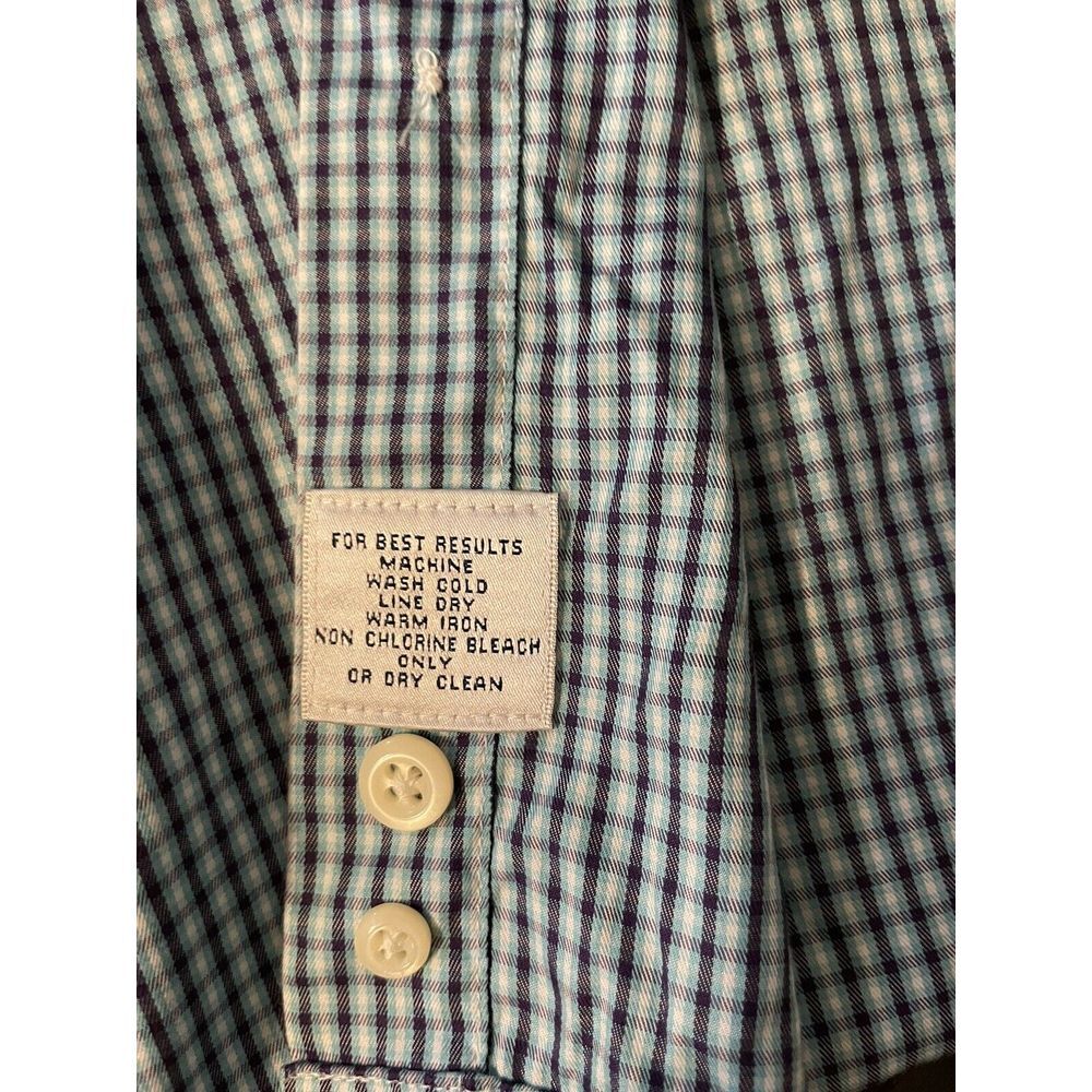 Peter Millar Men's Short Sleeve Button Down Sz L Silk Cotten Blend Blue Checkers - Picture 4 of 7